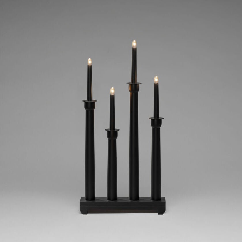 Candlestick wood 4 bulbs black