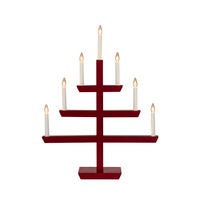 Träljusstake 7 lampor, röd