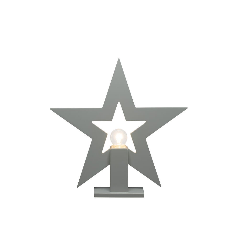Stående stjärna trä grå E14