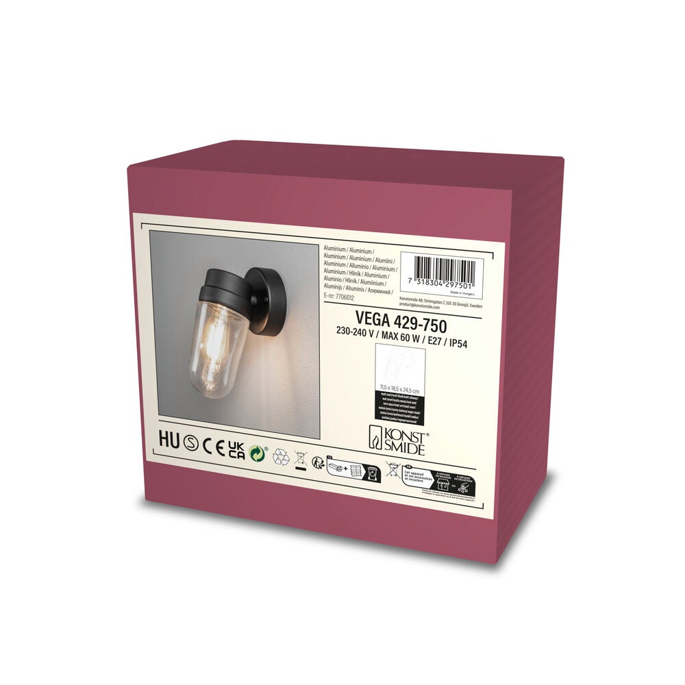Vega wall lamp black E27