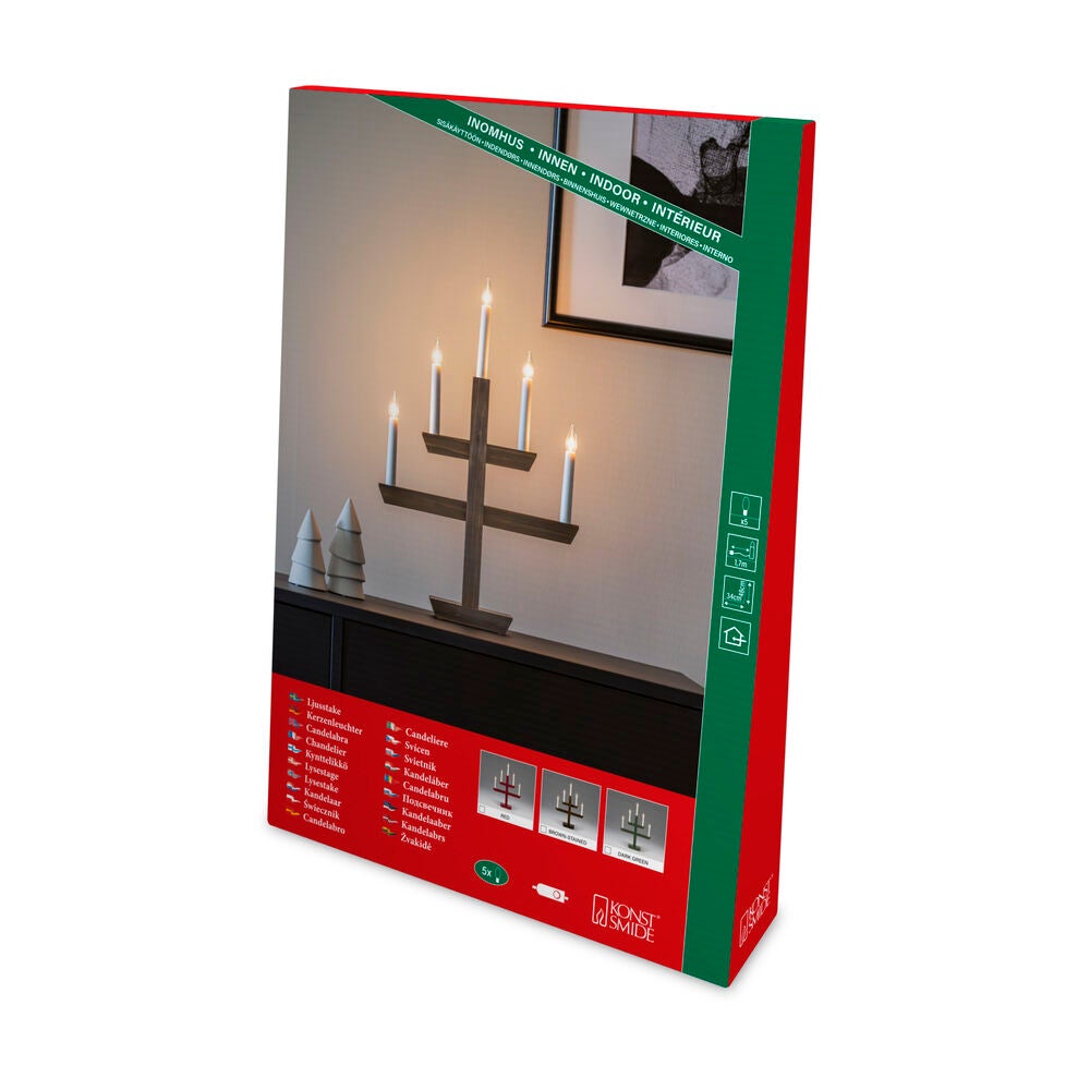 Roter Leuchter 5 Glühbirnen