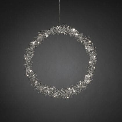 Metal Wreath Silver 45cm LED