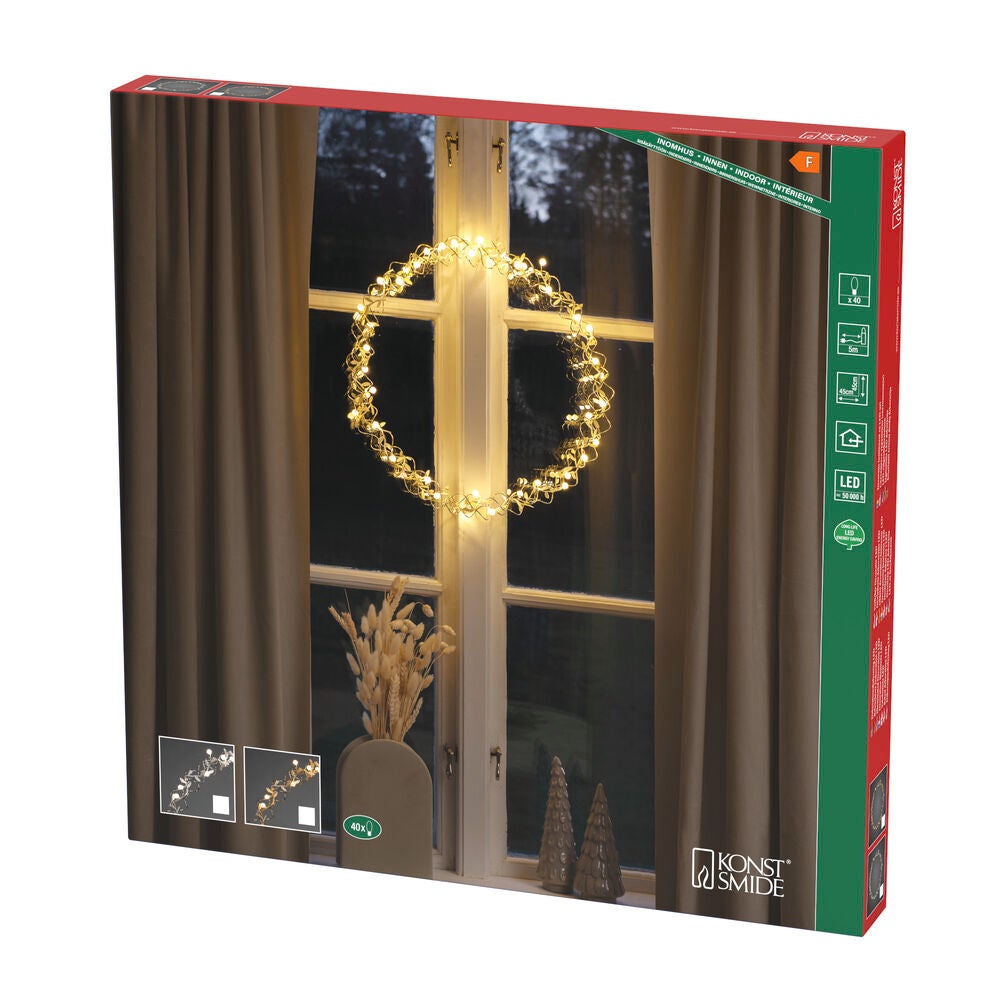 Wreath brass metal, 45cm, LED