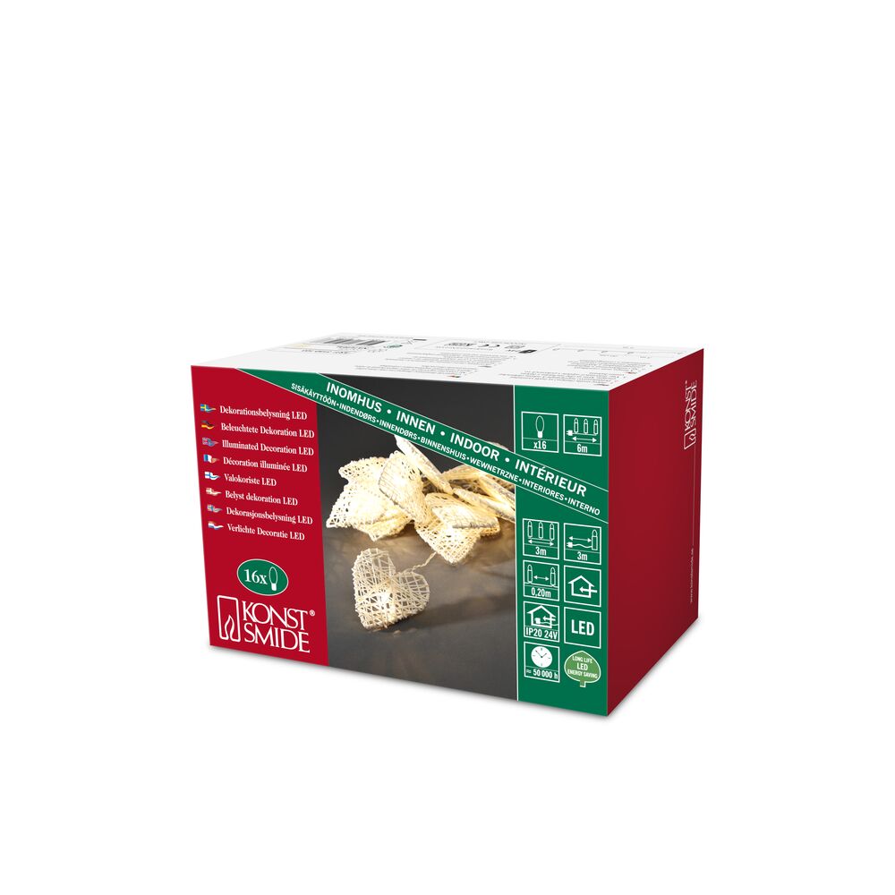 Light set, braided hearts, LED