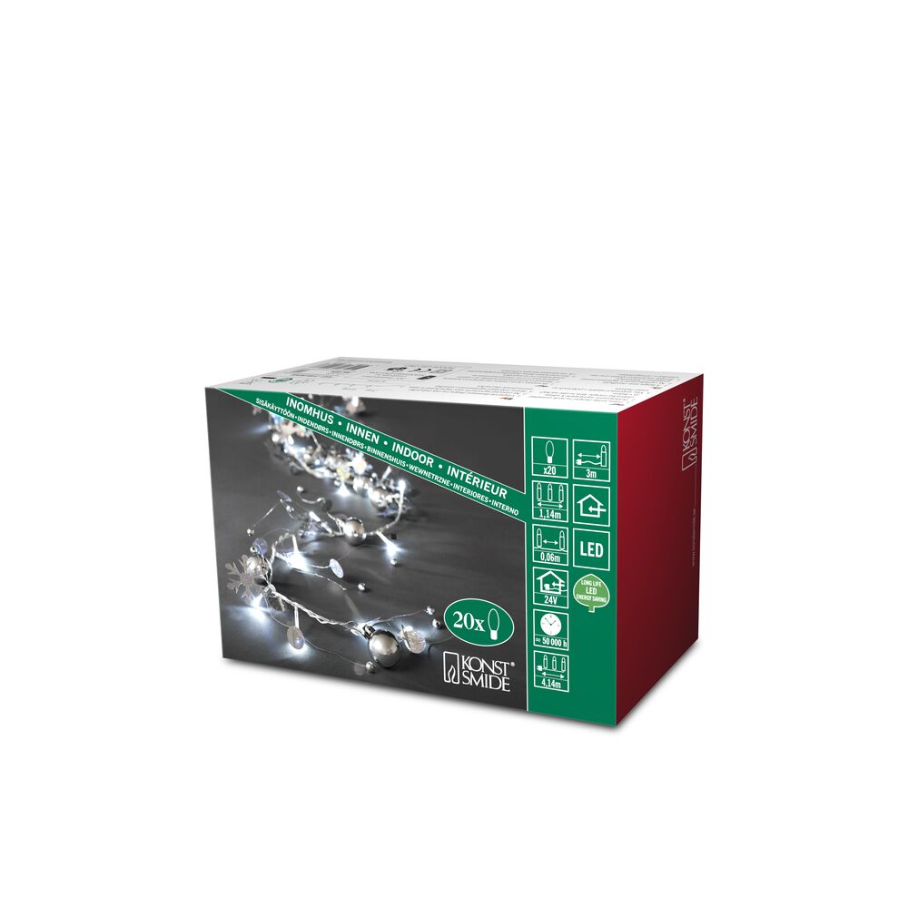 Light set 20 LED silver deco