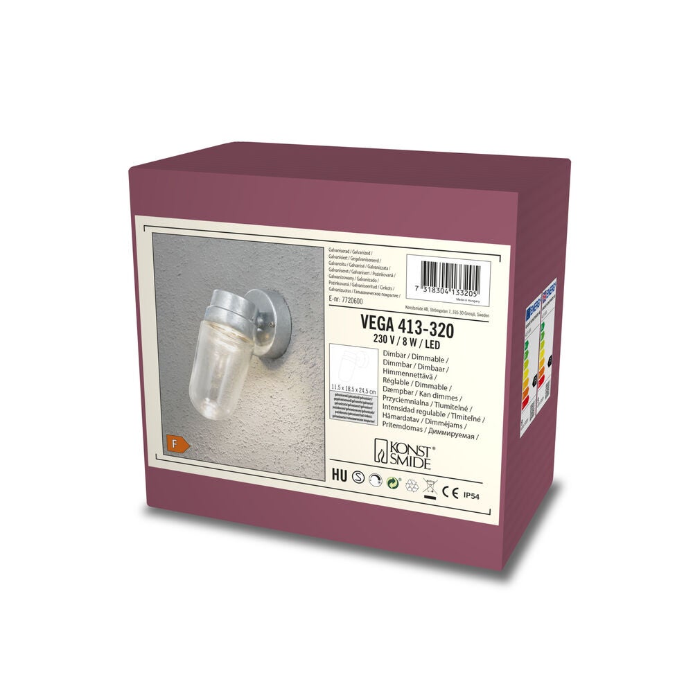 Vega wall lamp galvanized LED