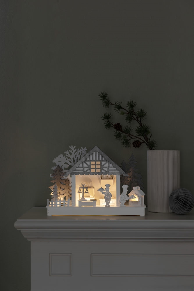 LED Holzsilhouette Haus, 4 ww | Weihnachtshäuser