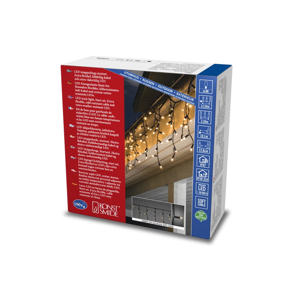 100 Amber LED Icicle Start Set