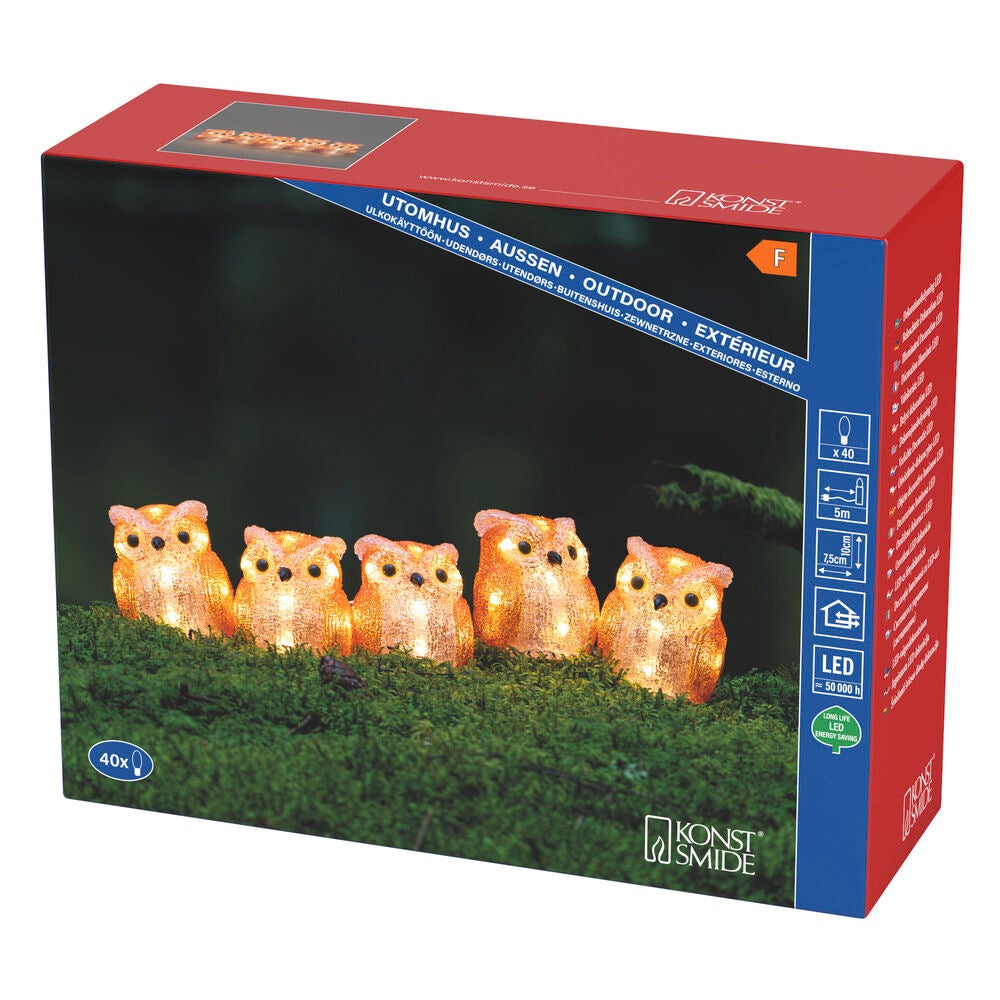 Acrylic owl family 5/set 40LED