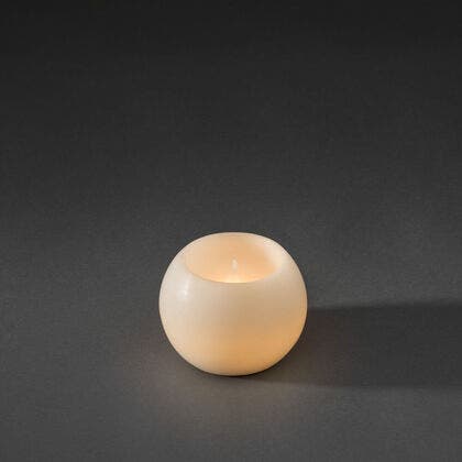 White wax candle w timer, LED