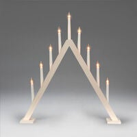 Träljusstake 9 lampor, vit