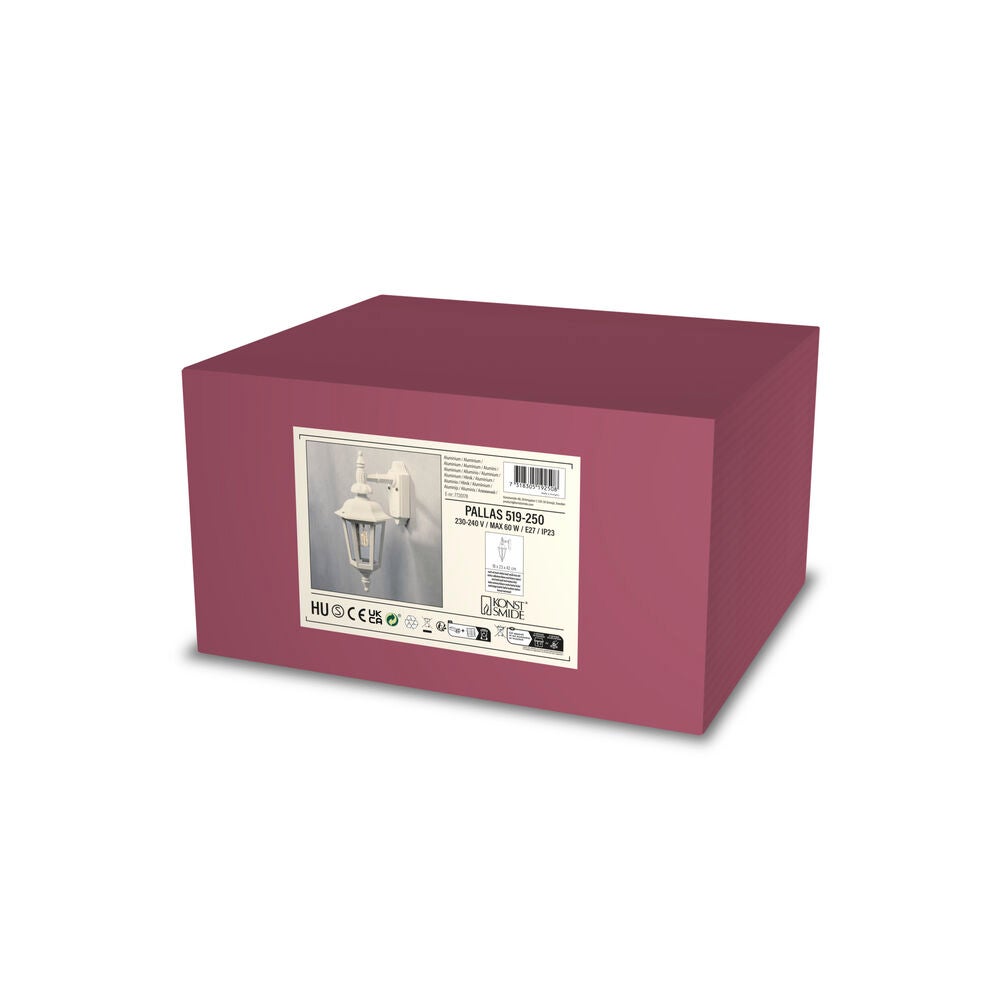 Pallas vägglykta ned E27 vit