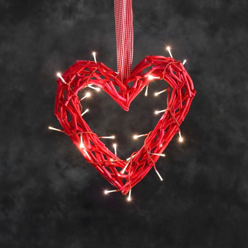 Heart of wooden twigs, LED