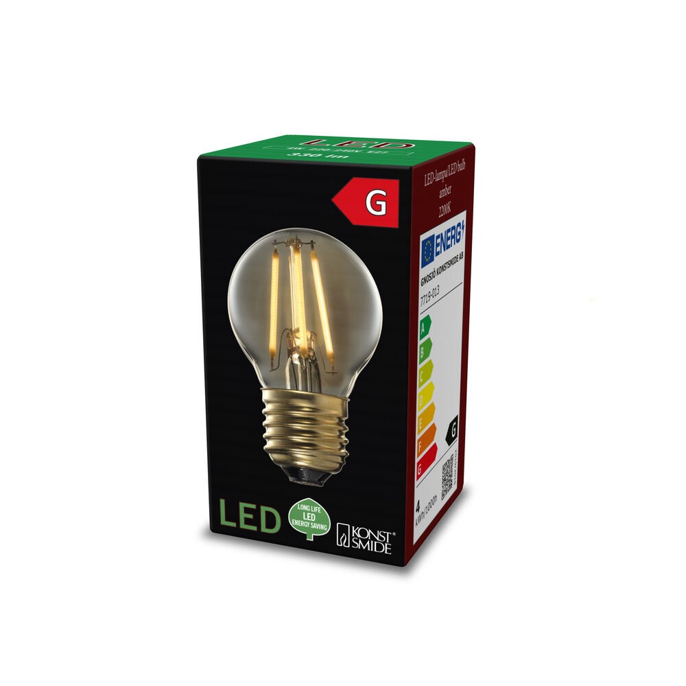 Glödlampa LED E27 45mm amber