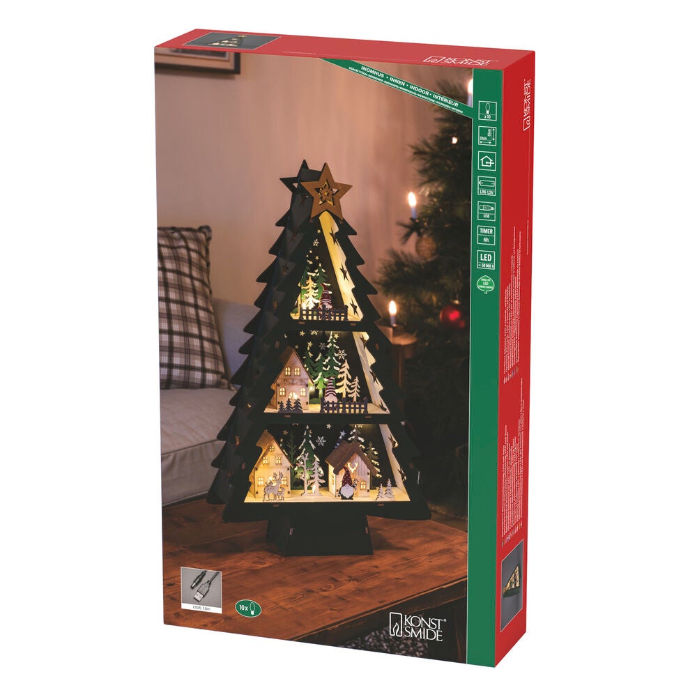 LED Holzweihnachtsbaum, 10 ww