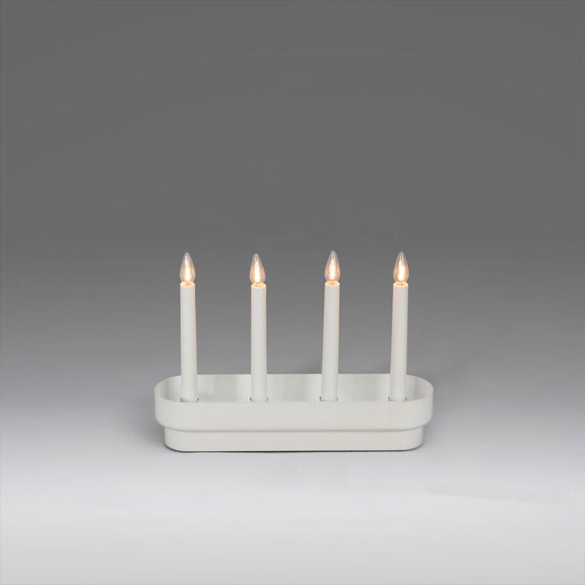 Elljusstake 4 ljus trä/plast