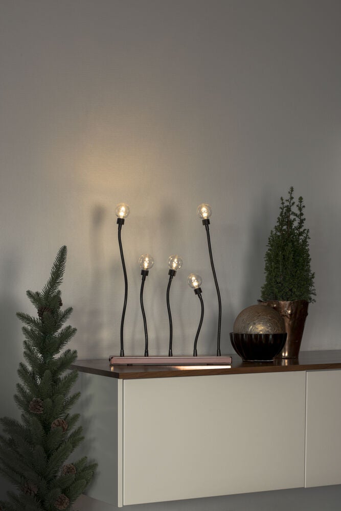 5 Bulb Metal C/Stick Blk/Copp