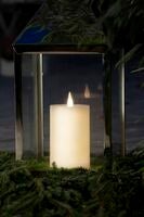White wax candle, LED