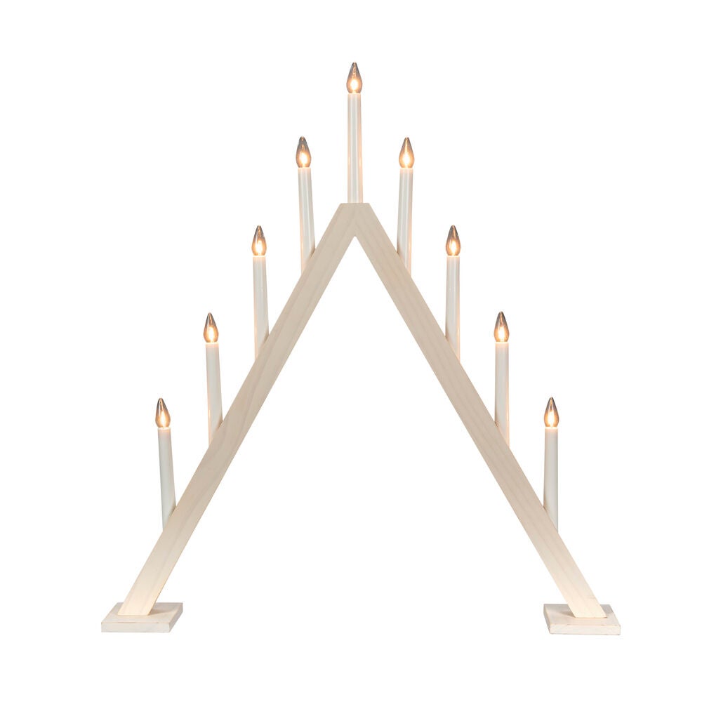Träljusstake 9 lampor, vit