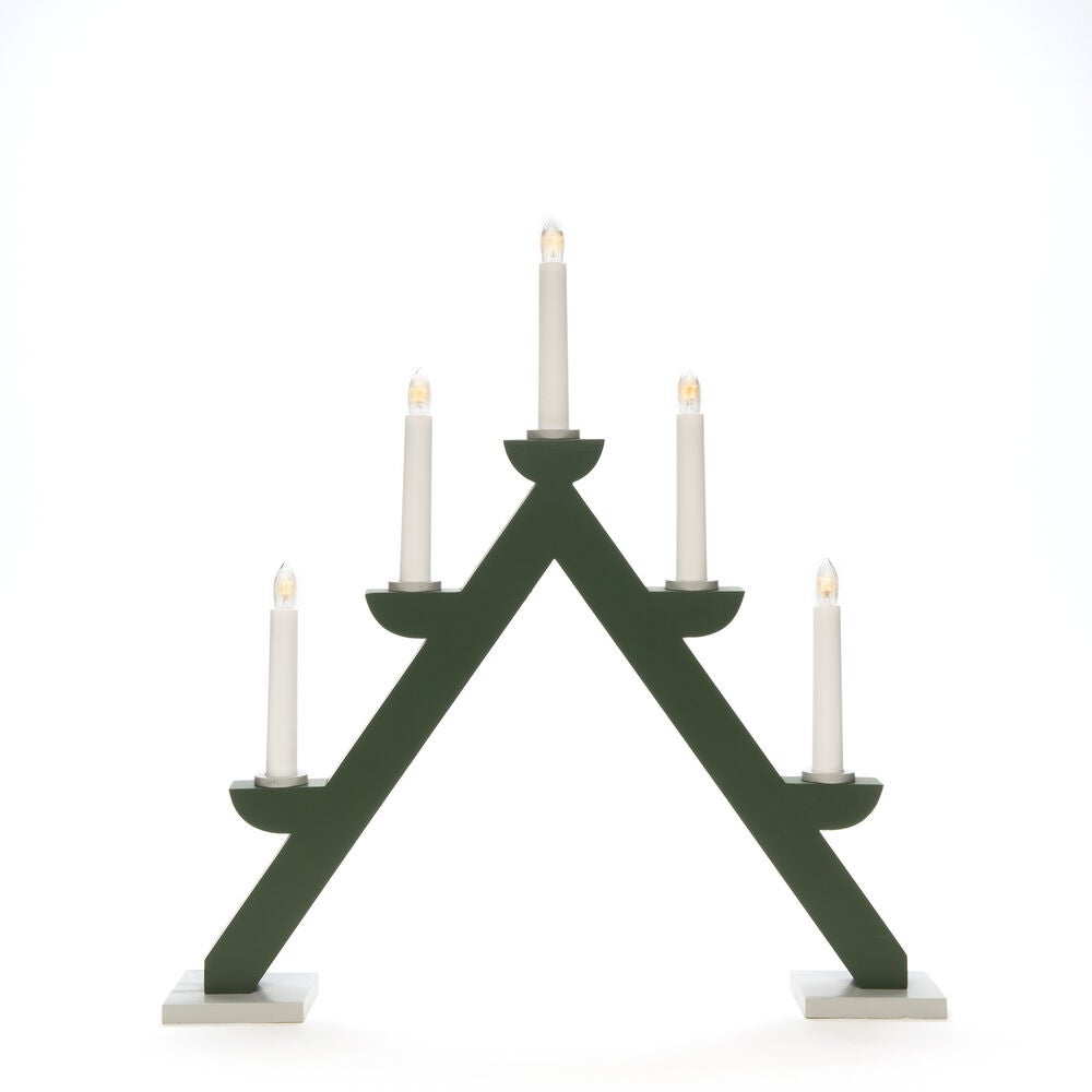 Candlestick wood 5bulbs, green