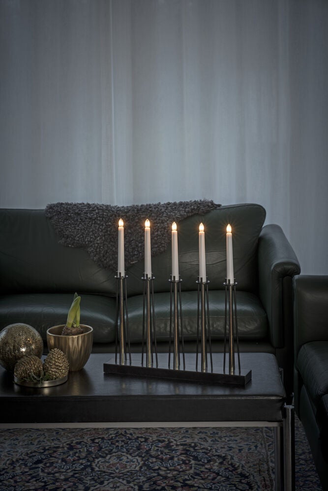 5 Bulb Metal C/Stick Blk/Brass