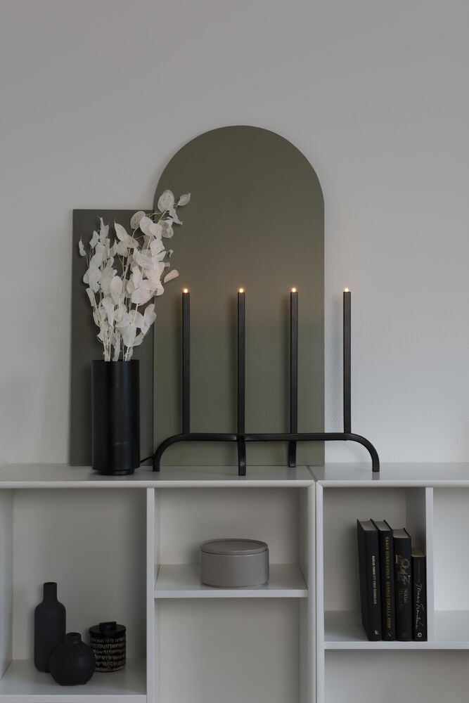 Elljusstake 4 ljus met. svart