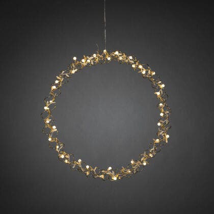 Metal Wreath Brass 45cm LED