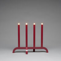 Elljusstake 4 ljus trä röd