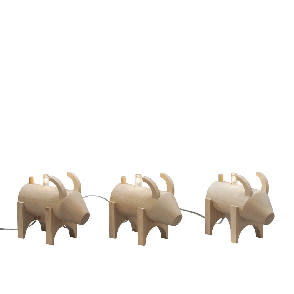 Elljusstake 3 ljus trä natur