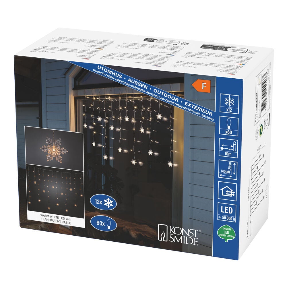 Curtain, 12 snowflakes 60 LED