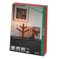 Candlestick wood 5 bulbs red
