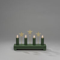 Elljusstake 4 ljus trä grön