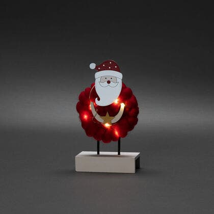 Wood/Cotton Santa 6 LED B/O