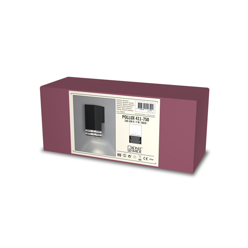 Pollux vägglykta GU10 svart