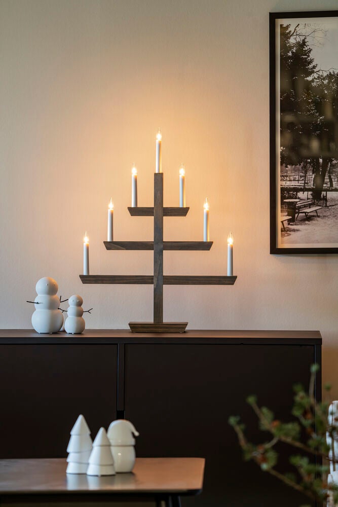 Träljusstake 7 lampor Grön 