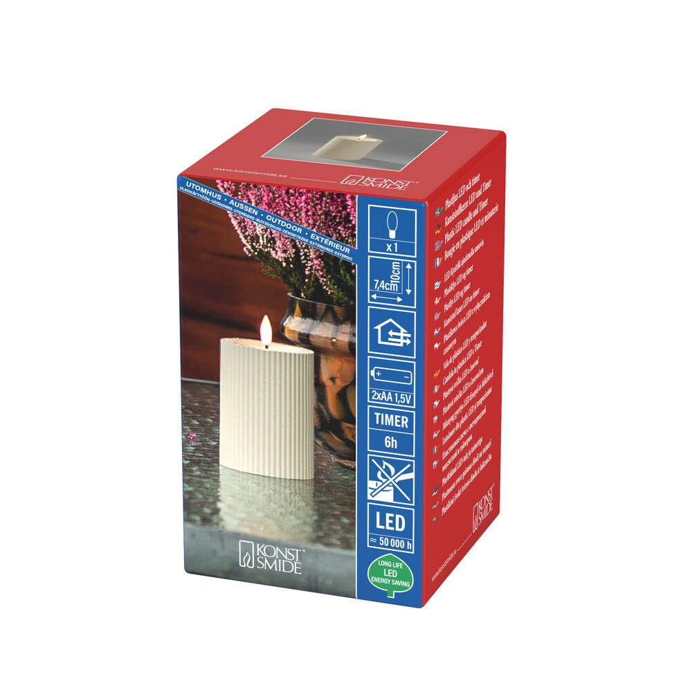 Battery LED candle beige 10 cm