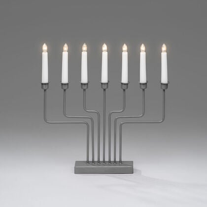 7 Bulb Metal Candlestick Grey