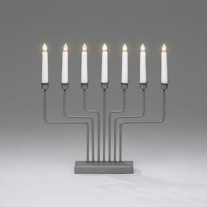 7 Bulb Metal Candlestick Grey