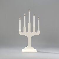 Elljusstake 5 ljus trä vit