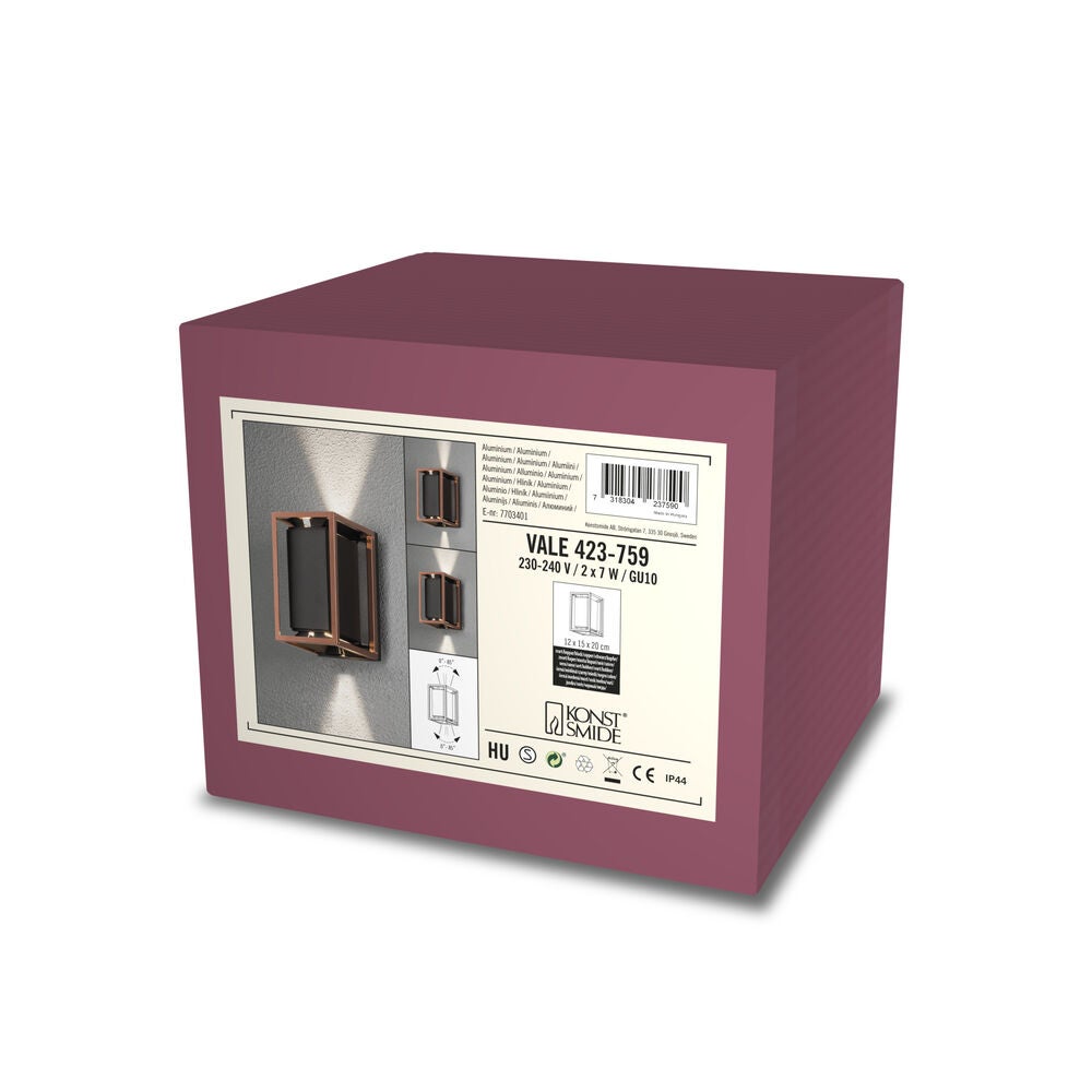 Vale vägglykta 2xGU10 svart