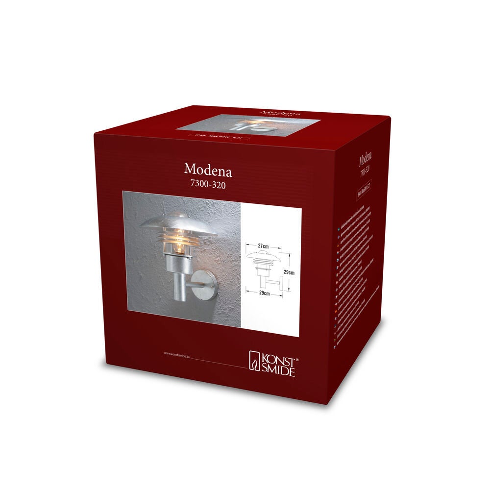 Modena vägglykta upp E27 galv