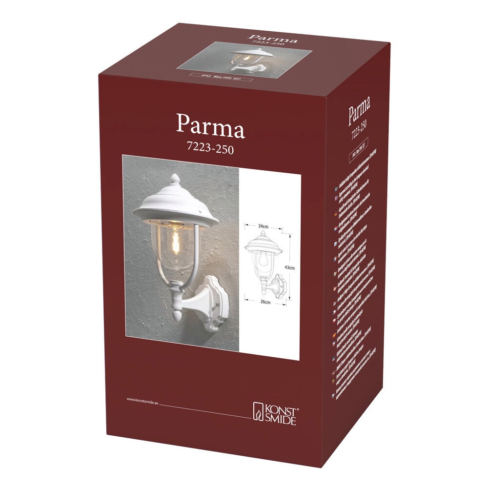 Parma vägglykta upp E27 vit