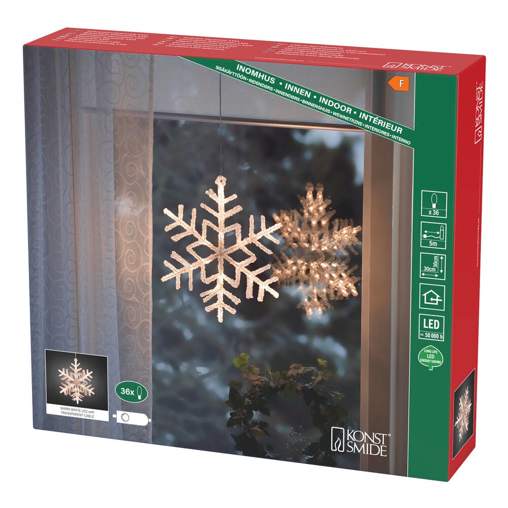 Snöflinga 30cm vvita LED