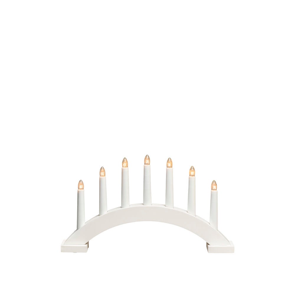 Elljusstake 7 ljus trä vit