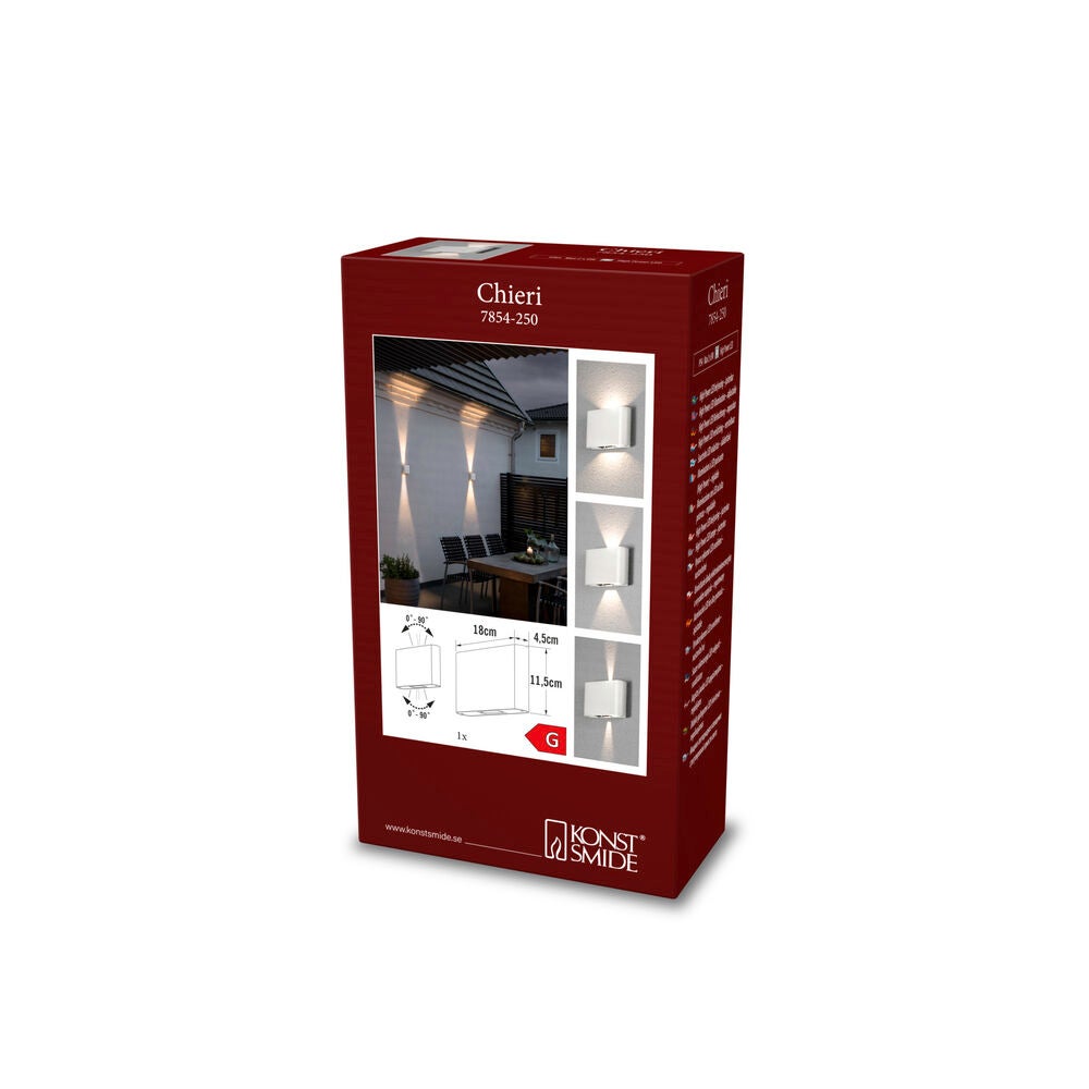 Chieri vägglykta 2x6W LED vit