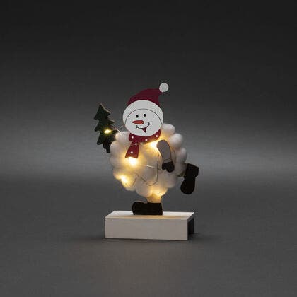 B/O Snögubbe trä&bomull 6 LED