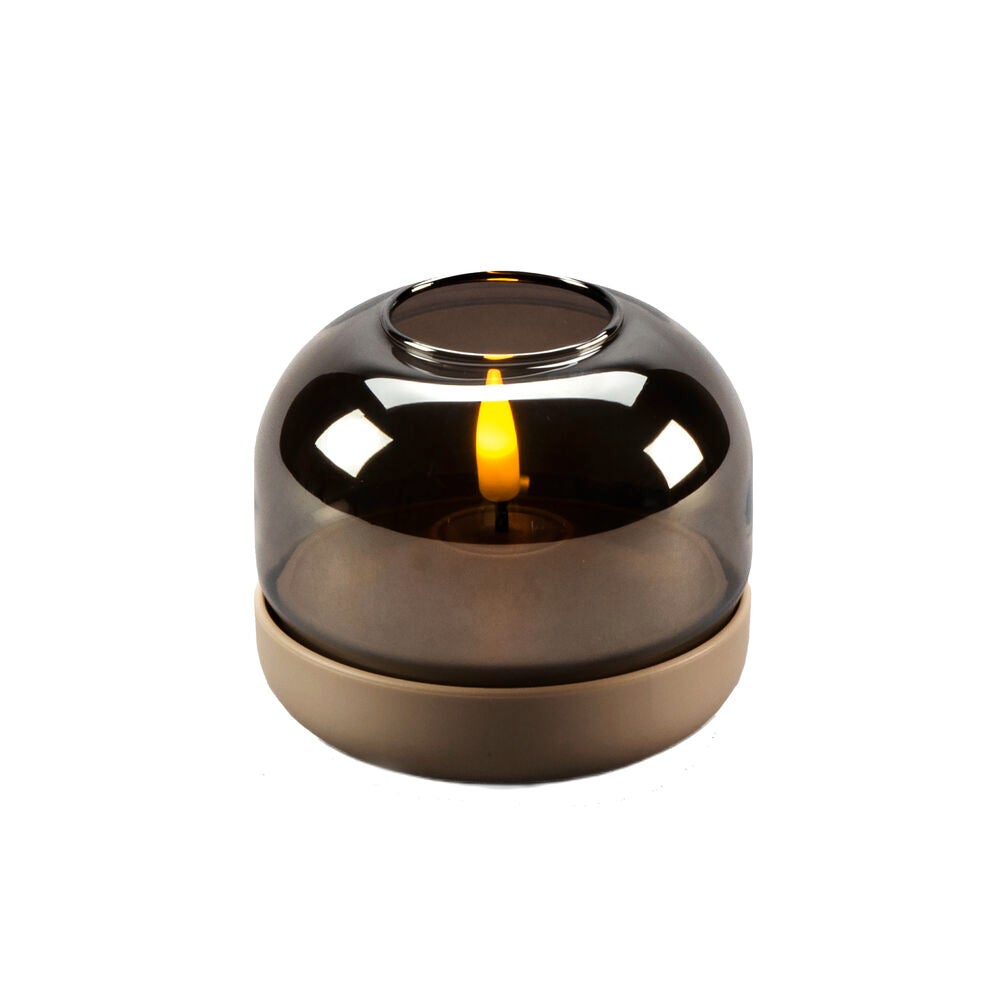 Glass lantern LED Beige