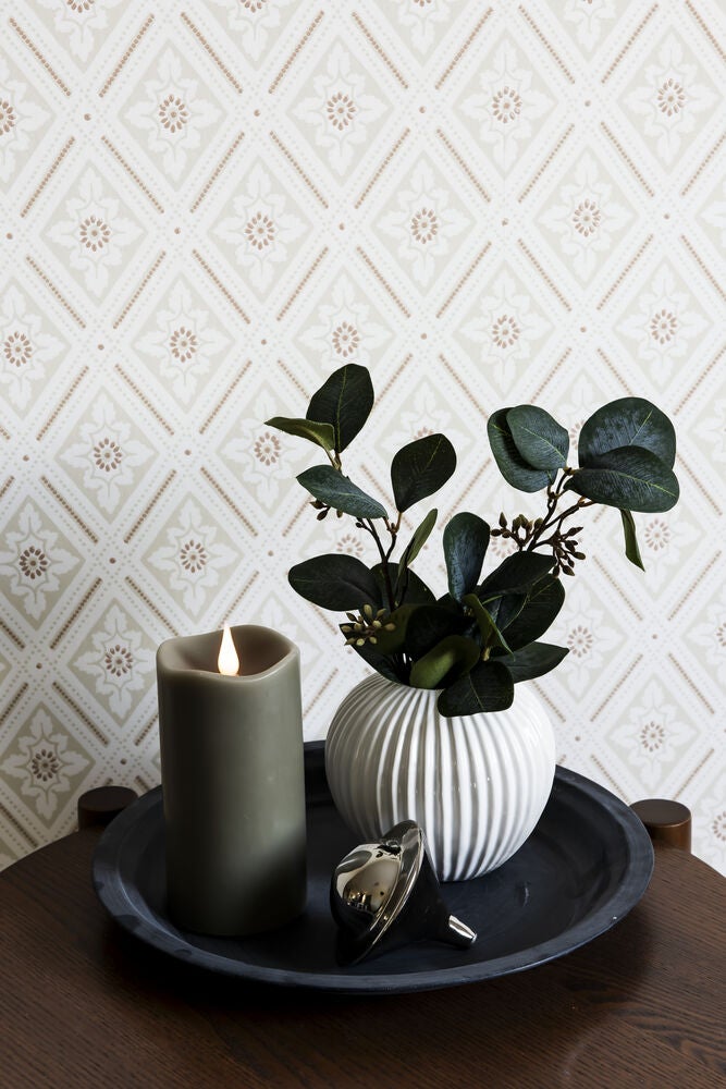 Vaxljus 7,5x14,5cm LED beige