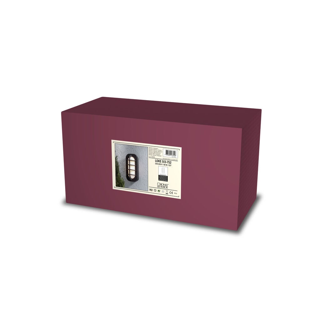 Loke vägglykta E27 svart