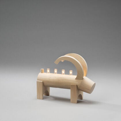 Elljusstake 5 ljus trä natur